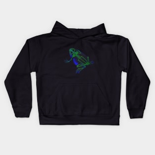 Skeleton Frog Interactive Green&Blue Filter #2 By Red&Blue Kids Hoodie